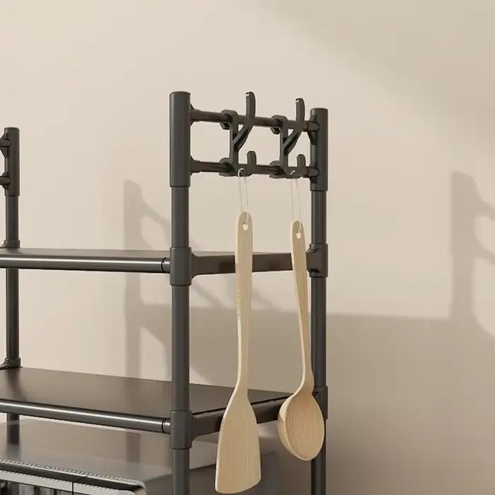 Rangement de cuisine multicouche T1 pour micro-ondes, seau sur pied simple, dessus de four à condiments, accessoires d'étagère