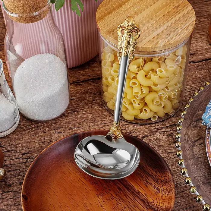 Louche à sauce en acier inoxydable 5/6, louche à soupe, cuillère à remuer, or miroir, magnifique, 18/10 po, 1 oz, 2 pièces, 3 pièces, 4 pièces, 50 pièces
