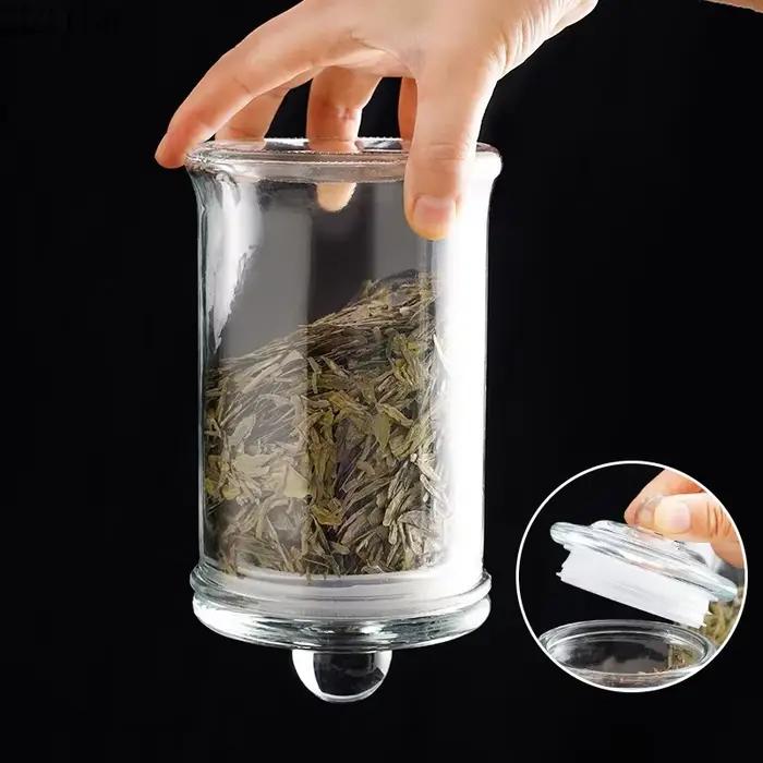 Bocaux en verre scellés transparents minimalistes, pots de rangement avec veds, caddie à thé, pots à bonbons, décoration de bure