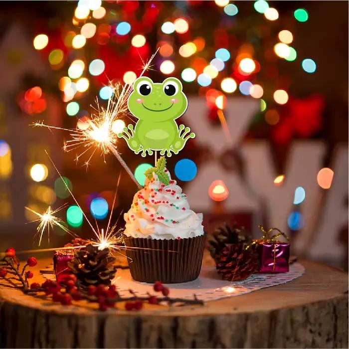 Décoration de gâteau d'anniversaire en forme de grenouille de dessin animé