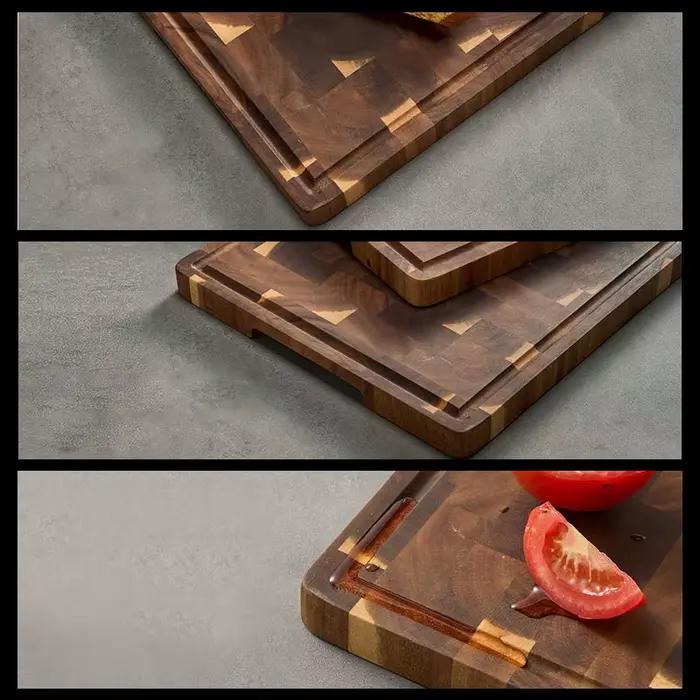 Planche à découper en bois d'acacia de 3 cm d'épaisseur avec poignée dissimulée