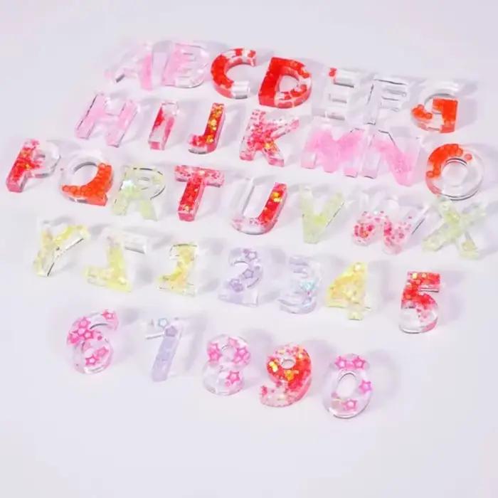 Moule en résine de Silicone avec 26 lettres majuscules, en époxy, accessoires de fabrication de bijoux, porte-clés numérique