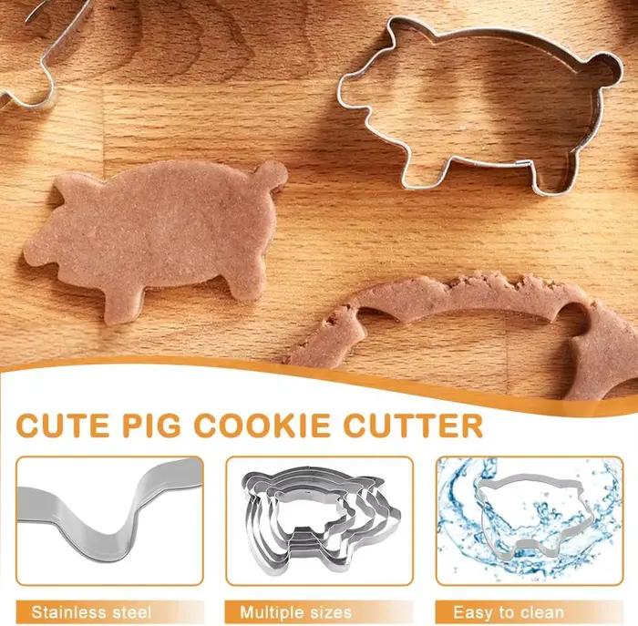 Lot de 4 moules à pain mexicain en acier inoxydable, mignons et pratiques, 3 tailles, emporte-pièces cochon, tampon Concha, qualité alimentaire antiadhésif pour le bricolage