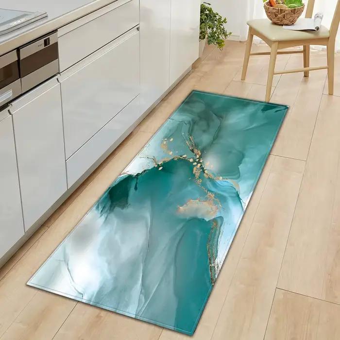 Tapis de sol de cuisine à motif de marbre classique pour porte, sol et barre, antidérapant, facile à nettoyer, élégant pour entrée et cuisine, idéal pour offrir