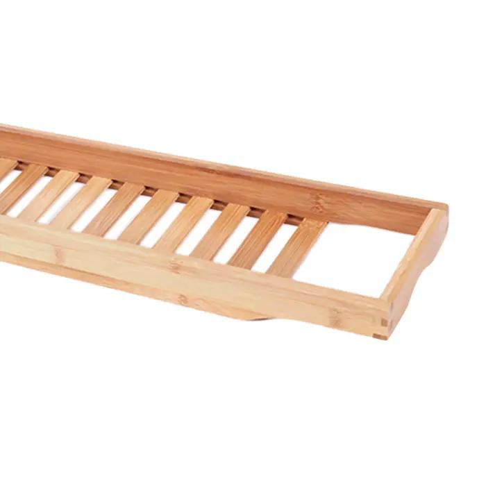 Support de bain en bambou élégant pour baignoire avec porte-savon, porte-serviettes et tablette holder pour détente à domicile