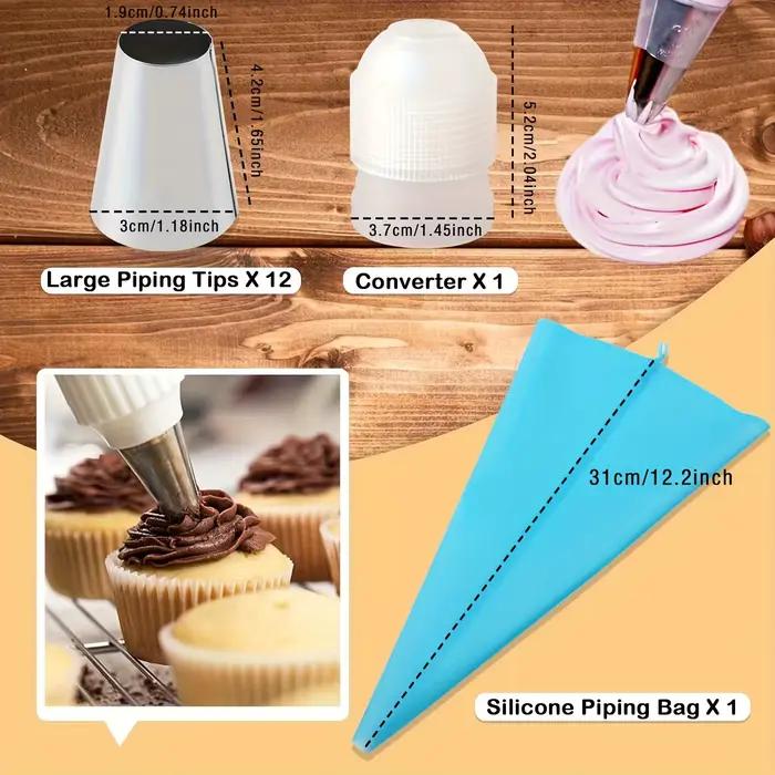 Ensemble de grandes embouts de tuyauterie en acier inoxydable pour la décoration de gâteaux et pâte à pâtisserie réutilisable pour des créations artistiques chez soi