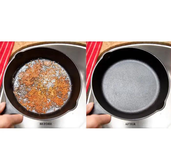 Nettoyeur de cuisine en fonte 10/15/20cm, casseroles antirouille, épurateur de nettoyage, dissolvant de rouille en acier, Kit de brosse grattoir, brosse de nettoyage en métal