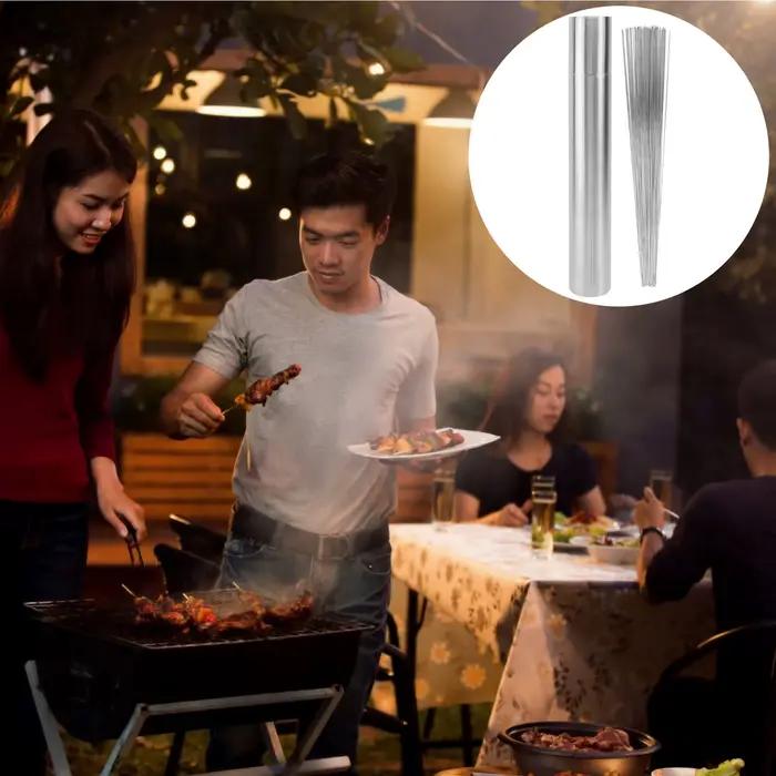 50 brochettes de barbecue en acier inoxydable de qualité supérieure