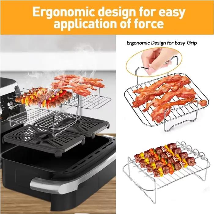 Grille en acier inoxydable pour friteuse à air Ninja 10.4L AF500 et Cosori 10L facilite le nettoyage et améliore la cuisson des frites occasions spéciales