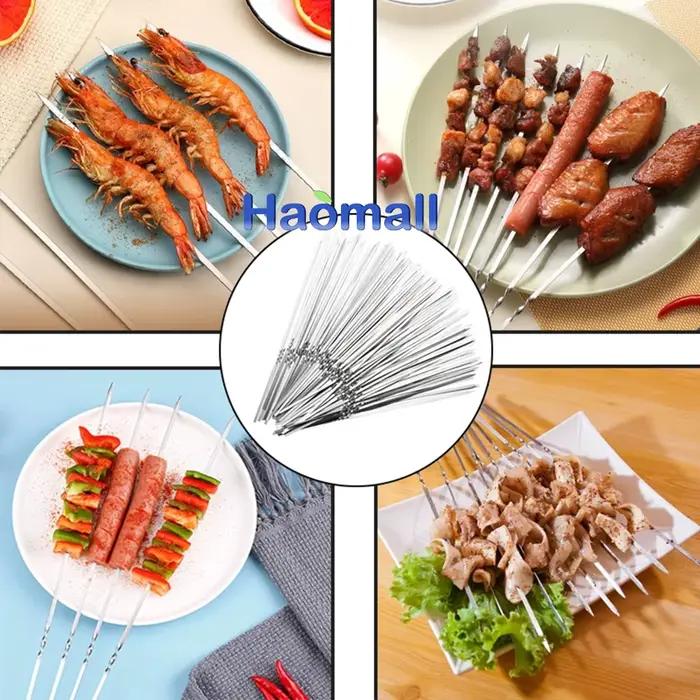 Brochette de Barbecue en acier inoxydable, brochettes de Barbecue réutilisables, bâton de fer Kebab pour Camping en plein air, outils de pique-nique, outils de cuisine