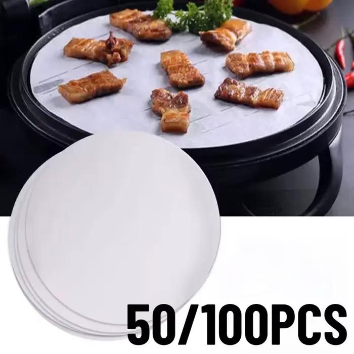 50/100 pièces rondes de papier de cuisson antiadhésif