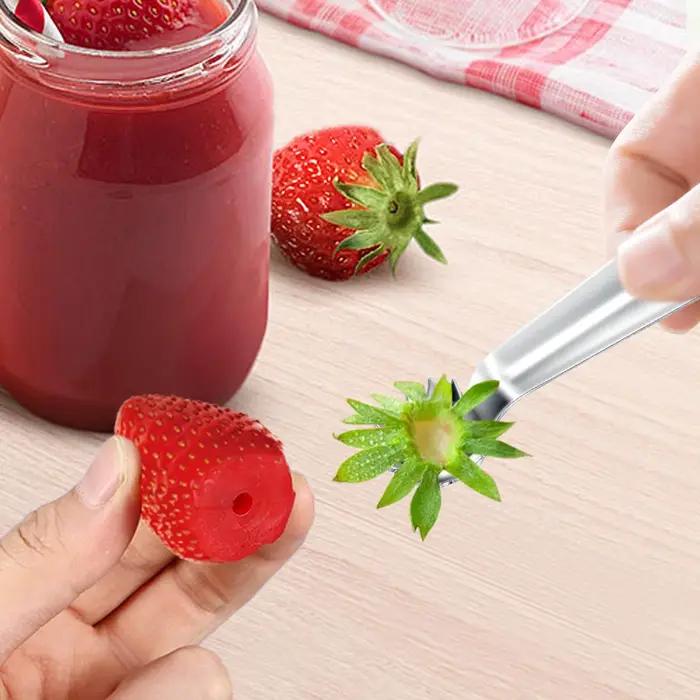 Outil de carottage de fruits en acier inoxydable pour adultes, conception ergonomique, facile à manier, adapté aux tomates et fraises, polyvalent pour divers fruits et légumes, nettoyage facile, pour usage domestique