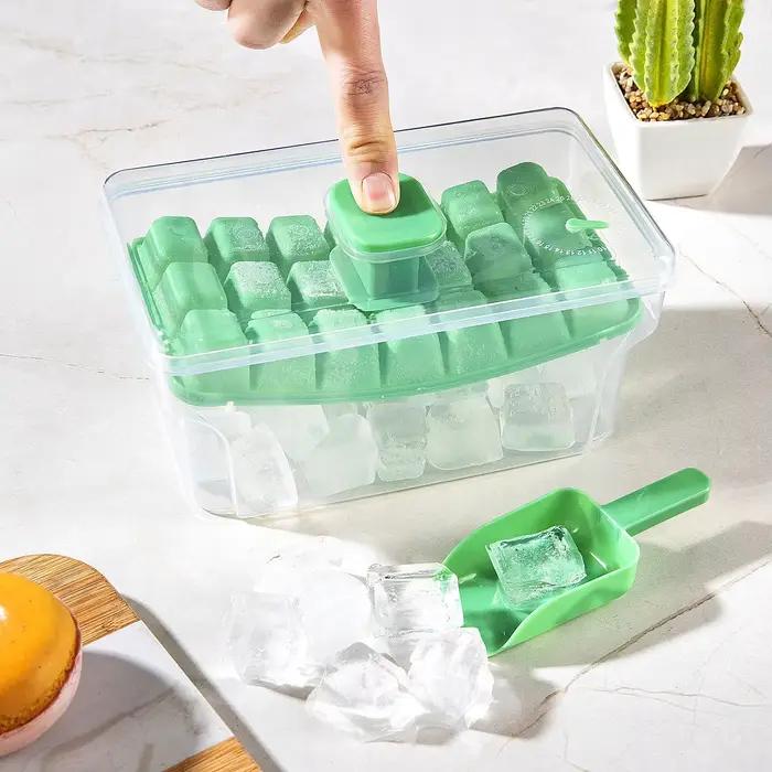 Plateau à glace pour congélateur avec couvercle et bac plateau à glaçons faisant 68 glaçons presse facile à libérer glace pour maison cuisine soirée cocktail café glacé