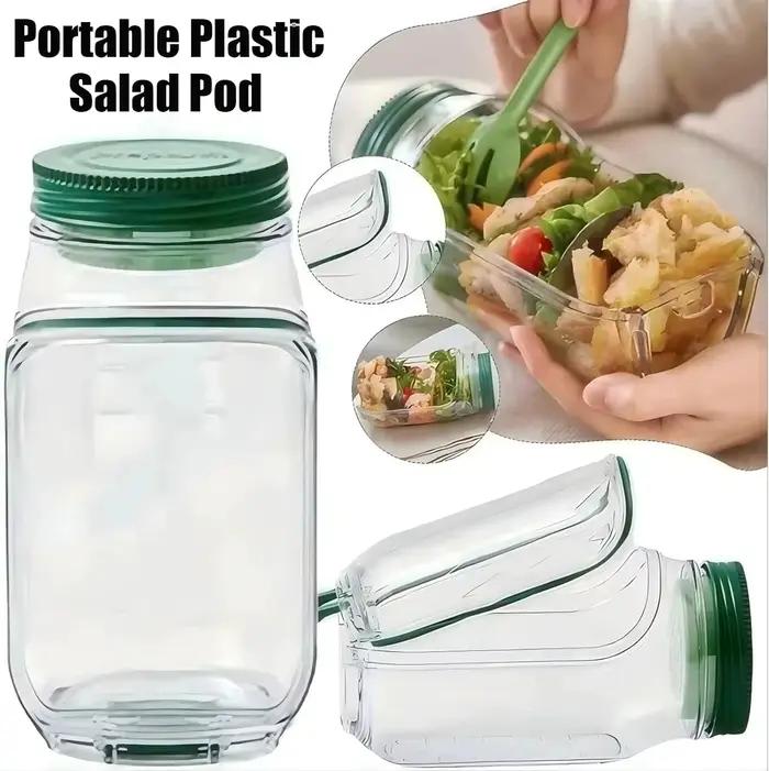 Récipient tout-en-un de dosette de salade portable en plastique ovale orange pour emporter des salades fraîches et équilibrées à tout moment
