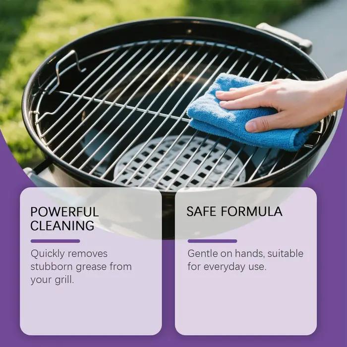 Nettoyant pour grille de barbecue, nettoyant pour grilles et poêles, pour éliminer les taches brûlées et gras, agent dégraissant puissant pour les taches d'huile tenaces