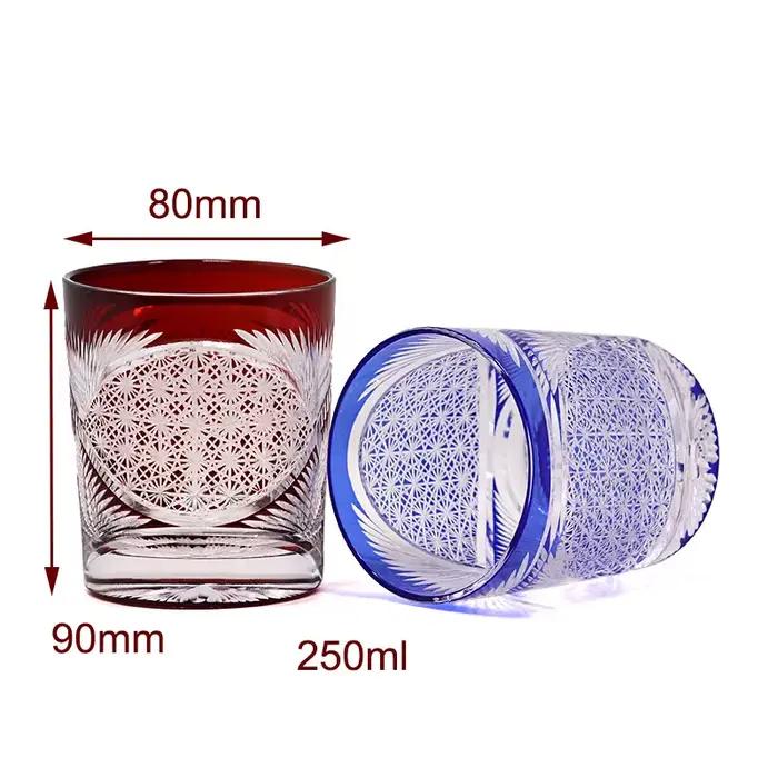 Verre à boire multicolore Edo Kiriko de Style japonais, verres à whisky en cristal ambre/clair de 8 onces, verres Scotch
