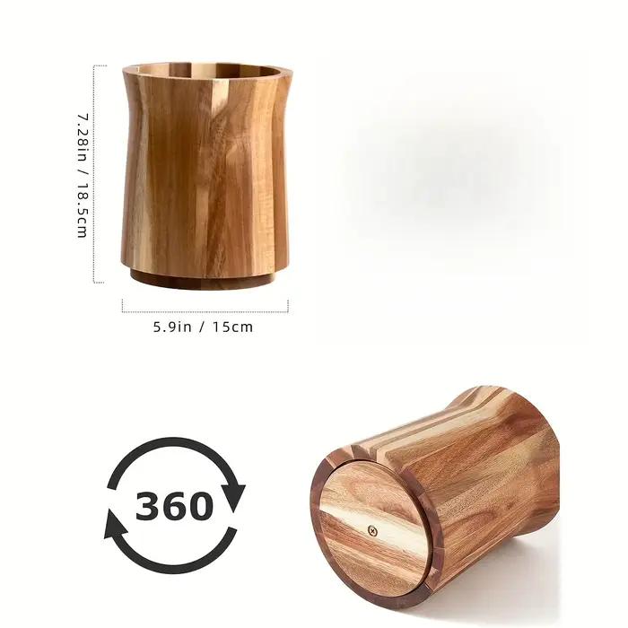 Porte-ustensile en bois 360 ° Cage à baguettes de cuisine rotative
