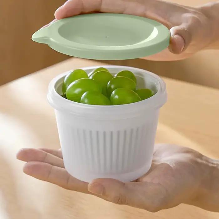 Boîte de fraîcheur à Double couche, boîte de rangement fraîche scellée pour légumes avec panier de vidange, crépines de vidange pour réfrigérateur, conteneur