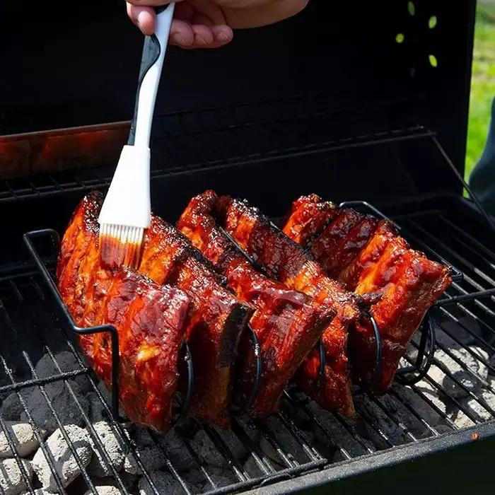 Supports à Steak pour Barbecue, revêtement antiadhésif en acier, rôtissage, côtes de viande d'agneau, support de grillades pour pique-nique en plein air