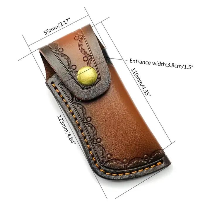 Pochettes à couteaux en cuir étuis à couteaux pliants faits à la main étui à boucle de ceinture sac KXRE