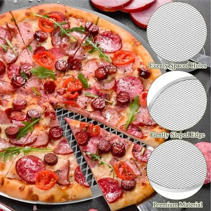 Plateau de cuisson rotatif à pizza en métal non collant pour fêtes familiales et rassemblements d'amis occasions spéciales