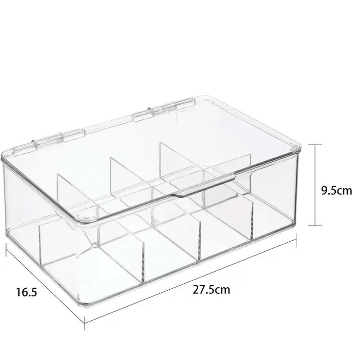 Boîte de rangement de sachets de thé, boîte de rangement multifonctionnelle de bureau avec couvercle, organisateur en acrylique, compartiment de sac à café, boîte de rangement