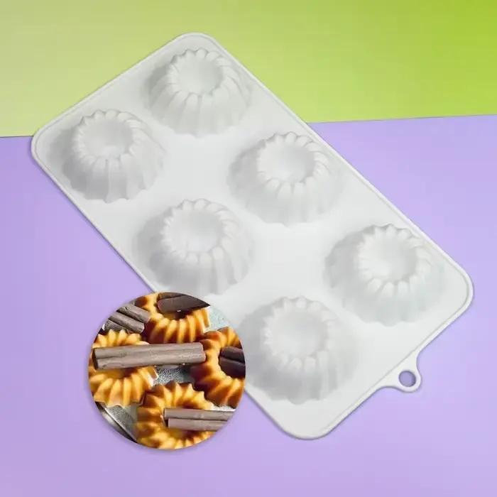Moule à gâteau en silicone à 6 trous motif madeleine, pour mousse au chocolat, coquille, fleur, dessert français, décoration, ustensiles de cuisson, DIY, 2025