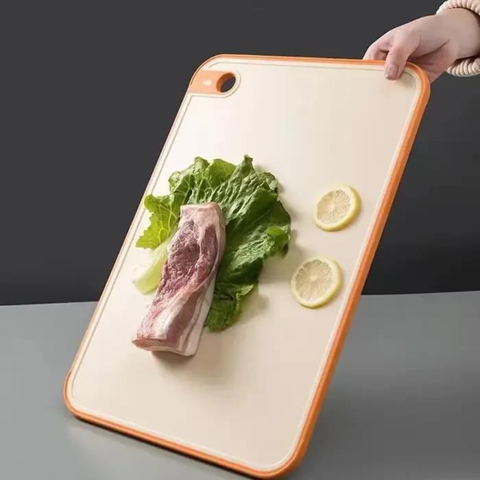 Planche à découper antibactérienne Double face en paille de blé, planche collante multifonctionnelle en plastique antidérapante Anti-moisissure pour la cuisine de la maison