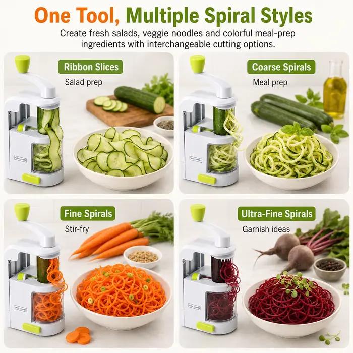 Spiraliseur manuel de légumes avec récipient, pour nouilles de courgette, trancheuse à pommes de terre à manivelle, hachoir à légumes pour pâtes, outil de cuisine