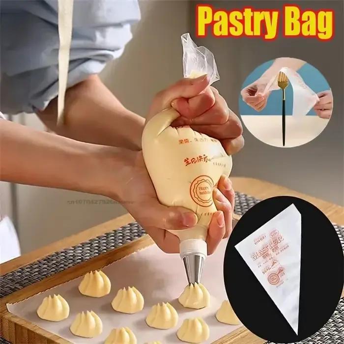 Sacs à pâtisserie jetables en plastique haute qualité pour décorateurs de desserts, outils de pâtisserie en couleur transparente et lettres pour occassions spéciales