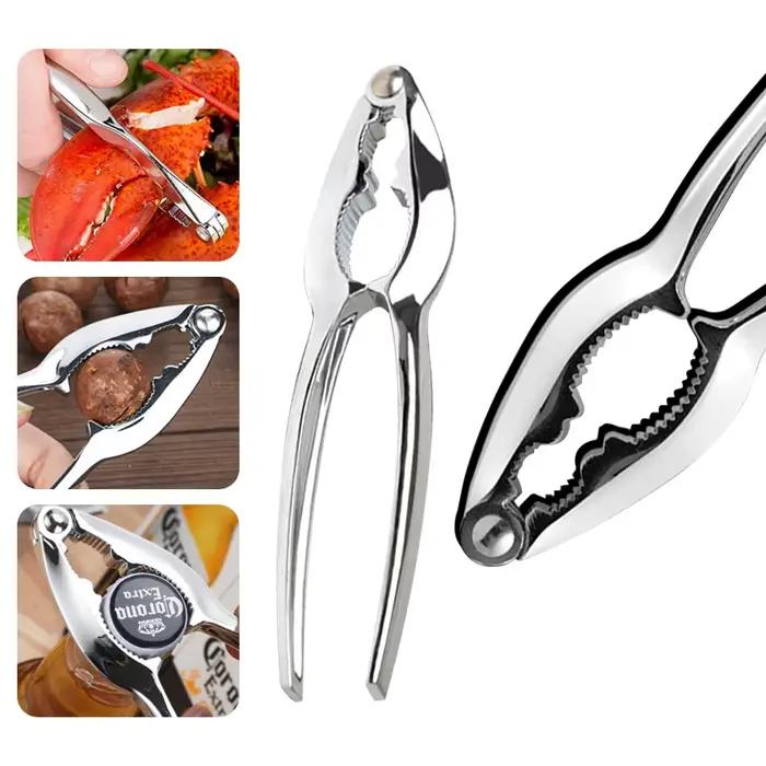 Pince à crabe multifonction en acier inoxydable, pince à noix, pince à homard, outil de préparation des fruits de mer pour la cuisine domestique