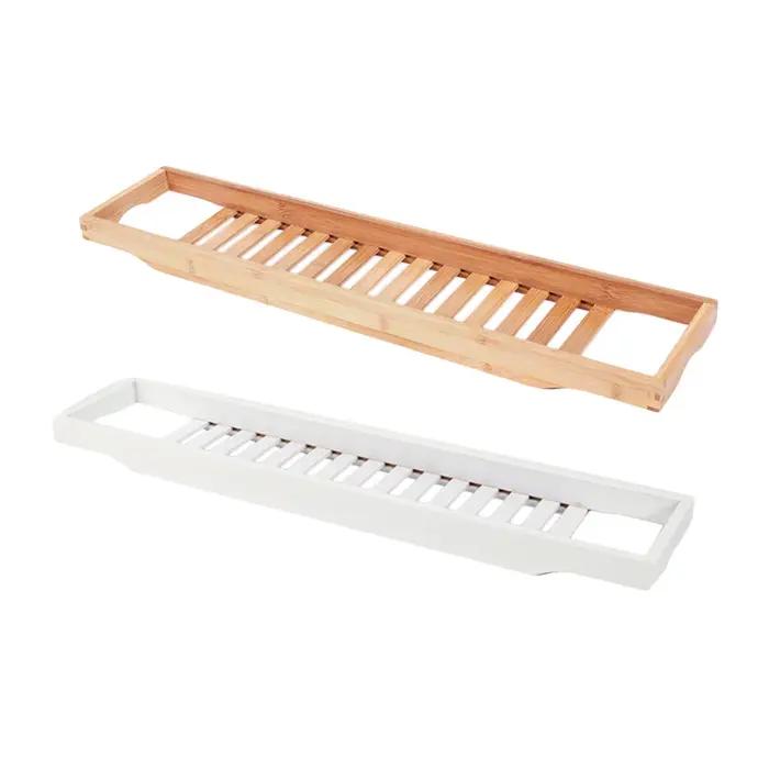 Support de bain en bambou élégant pour baignoire avec porte-savon, porte-serviettes et tablette holder pour détente à domicile