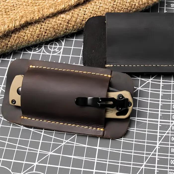 Étui en cuir EDC – Porte-couteau et porte-lampe torche pour activités de plein air, camping, usage quotidien