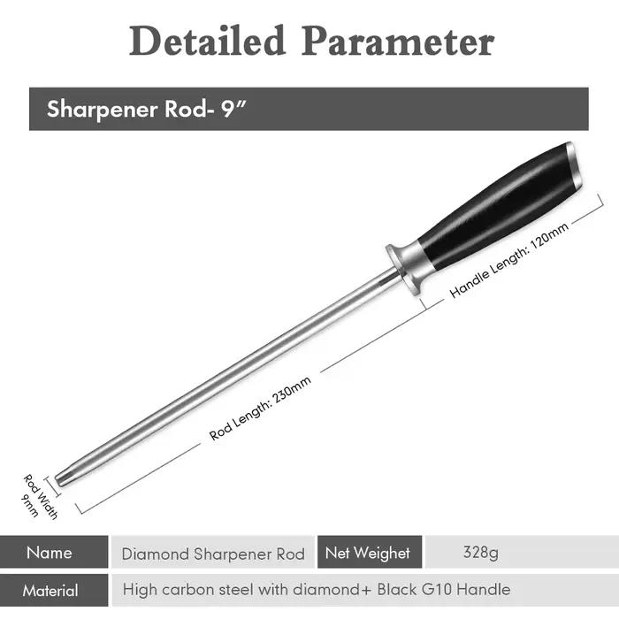 Aiguisoir de couteaux en diamant 23cm meuleuse durable en acier inoxydable à haute teneur en carbone pour tranchage précis et nettoyage facile usage professionnel et amateur occasions quotidiennes et spéciales