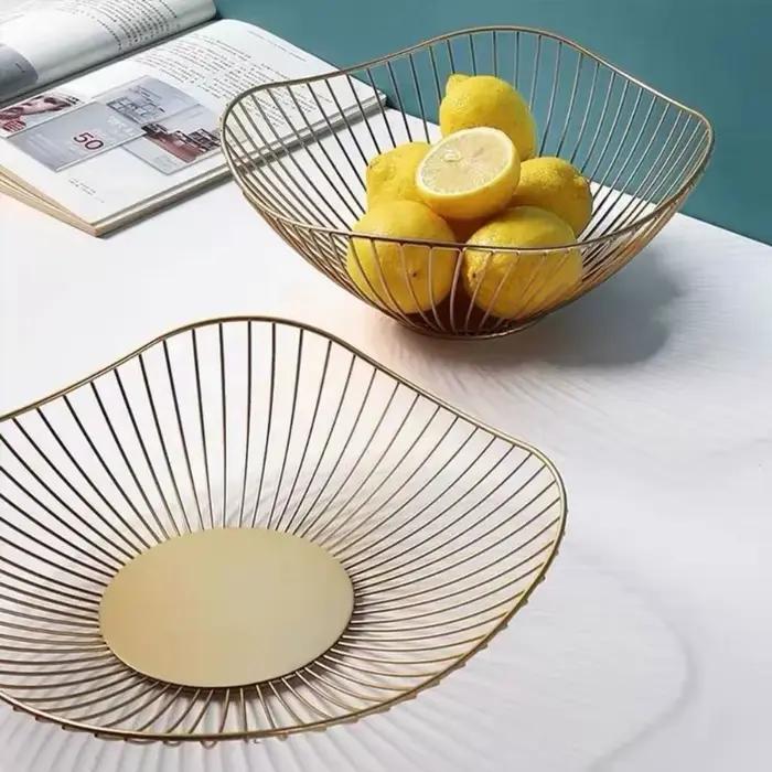 Corbeille à fruits en métal, bac à fruits simple, bols de rangement multi-tailles en fer pour collations, pain, légumes, support organisateur pour œufs et desserts de cuisine