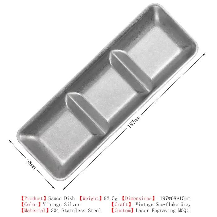 Plat à sauce et assaisonnements en acier inoxydable 304