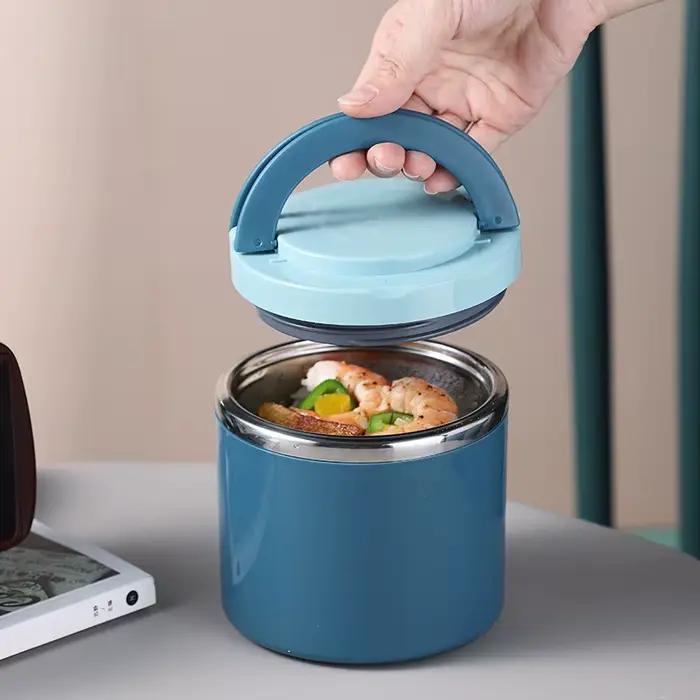 Boîte à bento isolée en acier inoxydable avec poignée, thermos à soupe, bocal à aliments, récipient à lunch, récipient pour aliments froids et chauds