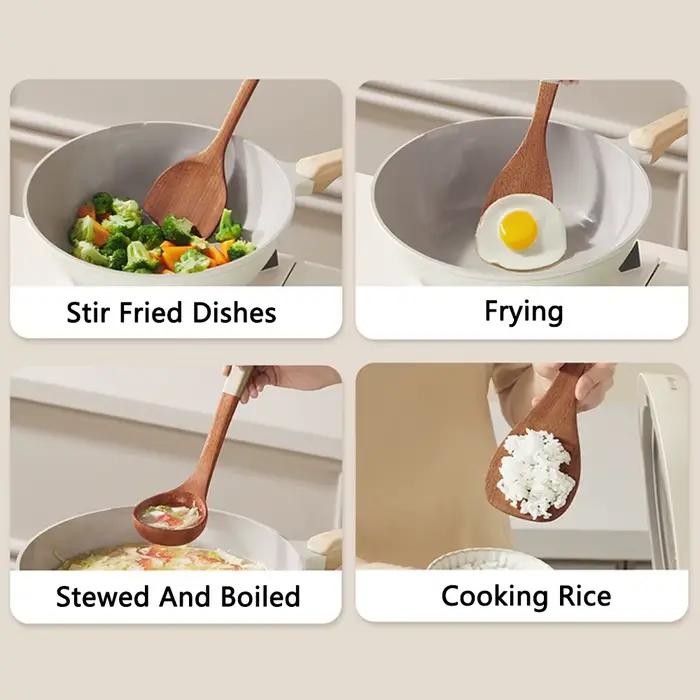 COOKER KING Spatule en bois d'ébène poêle antiadhésive