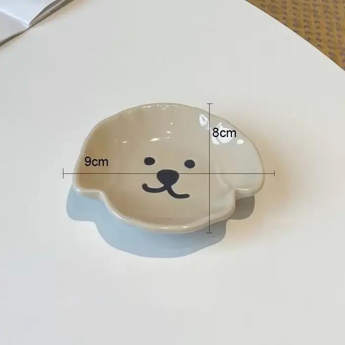 Assiette d'assaisonnement en céramique de dessin animé mignon, plats de saveur de hot pot, collation créative à la maison, assiette à dessert, fournitures de cuisine