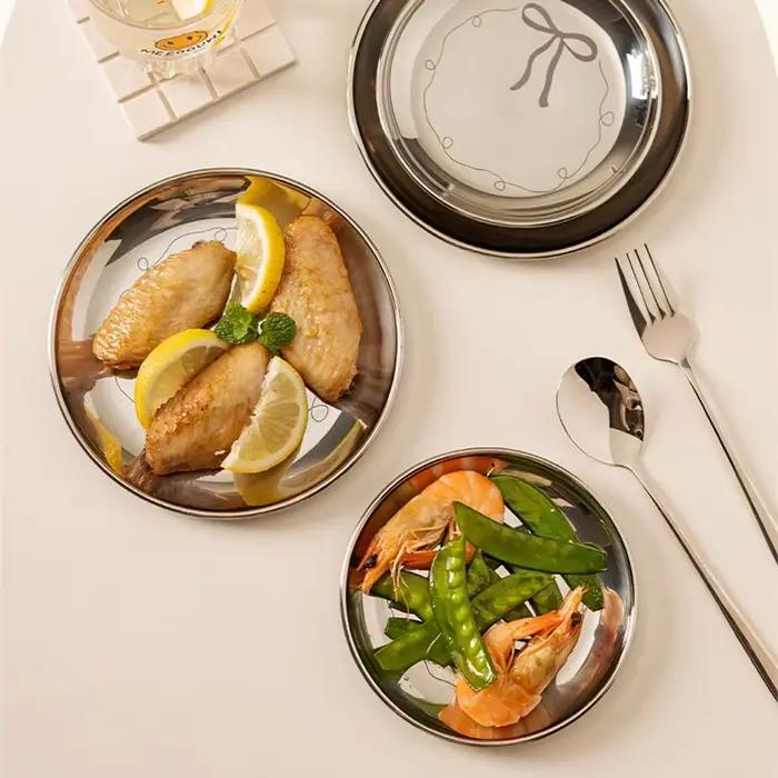 Assiette en acier inoxydable résistant aux chutes