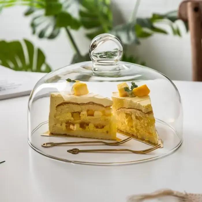 Dôme à gâteau en verre transparent – Couvercle alimentaire anti-poussière pour desserts