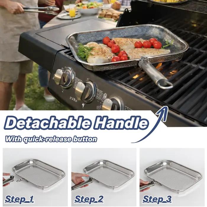 TastyWay Panier de cuisson carré perforé en acier inoxydable pour barbecue