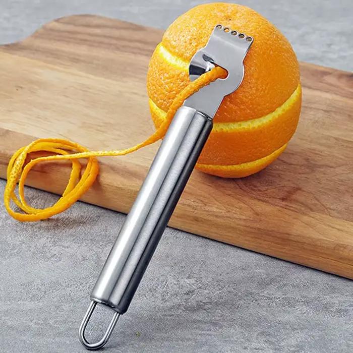 Éplucheur de citron et d'orange en acier inoxydable, couteau à fruits agrumes à double usage, gadget de cuisine, accessoire de Bar, outil de cuisine polyvalent