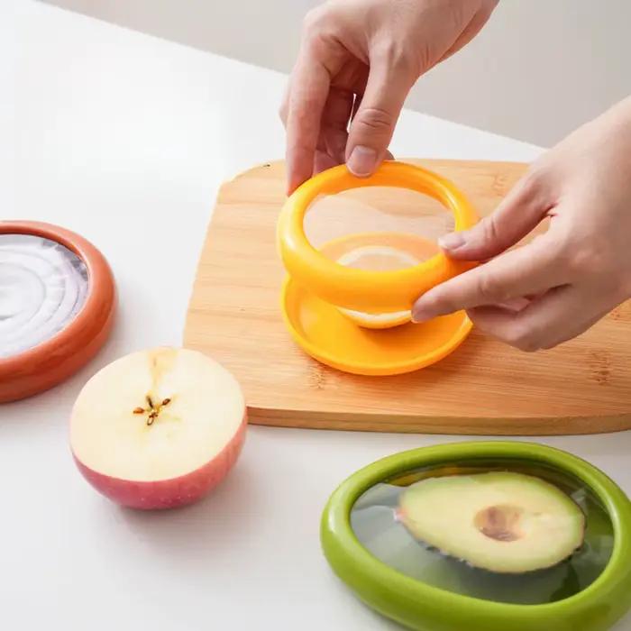 Boîte de rangement de cuisine réutilisable, récipient de légumes, Mini oignon d'avocat pour la cuisine, fruits frais, boîte de rangement pour réfrigérateur, design moderne, imperméable, plastique, gris foncé, gris clair, prune, vert clair