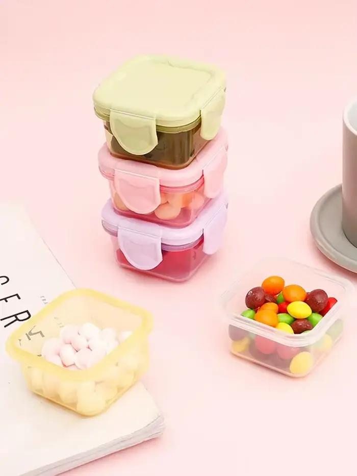 Boîte de rangement de cuisine carrée en plastique BPA-free multicolore pour rangement d'aliments, pilules et autres produits de la maison occassions spéciales