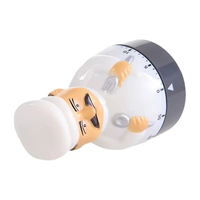 Minuteur de cuisine à cadran rotatif 60 minutes pour couteau, fourchette, chef, cuisson, pâtisserie, friture, avec alarme et rappel de temps