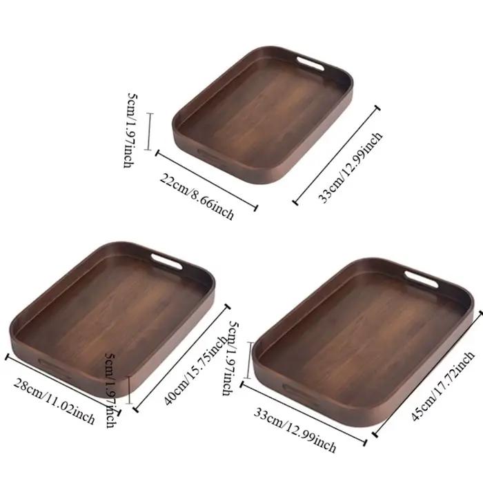 Plateau à thé rectangulaire en porcelaine poli avec poignée ajourée pour petit-déjeuner et service de thé occasions spéciales