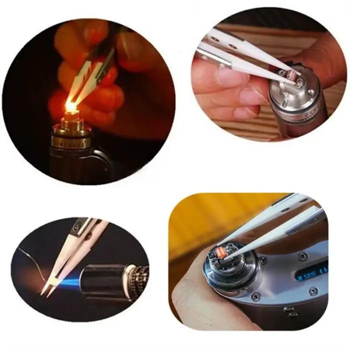 1200 ° Pincettes à pointe en céramique en acier inoxydable, pincettes résistantes à la chaleur, pincettes à souder électroniques à pointe Fine