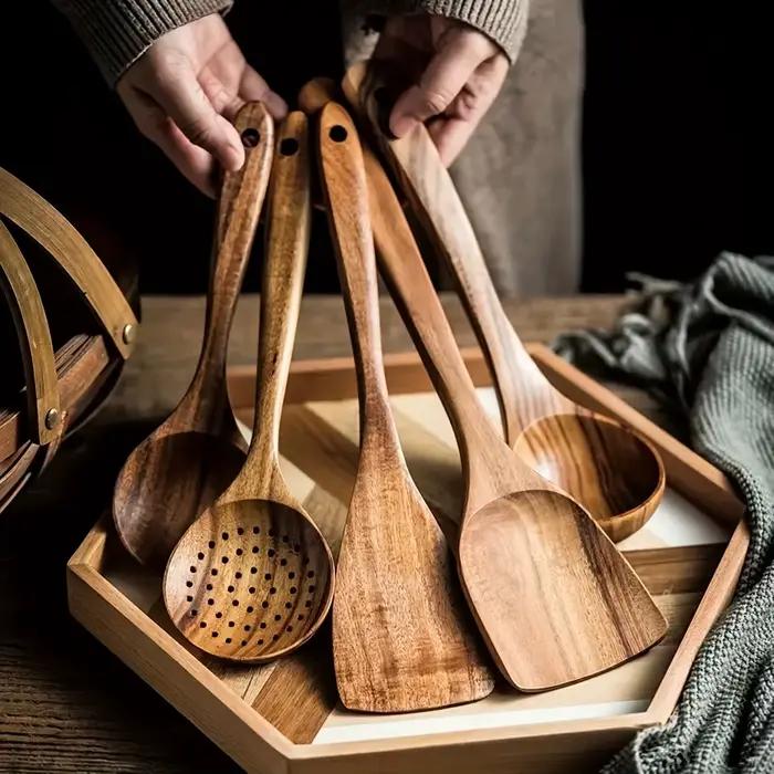 Ensemble d'ustensiles de cuisine en bois 5 pièces
