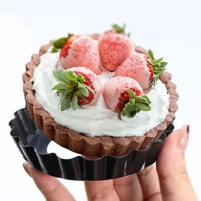 Moule à gâteau antiadhésif en acier au carbone moule à quiche rond fond amovible pour tarte pizza gâteau boulangerie pâtisserie occasionnels